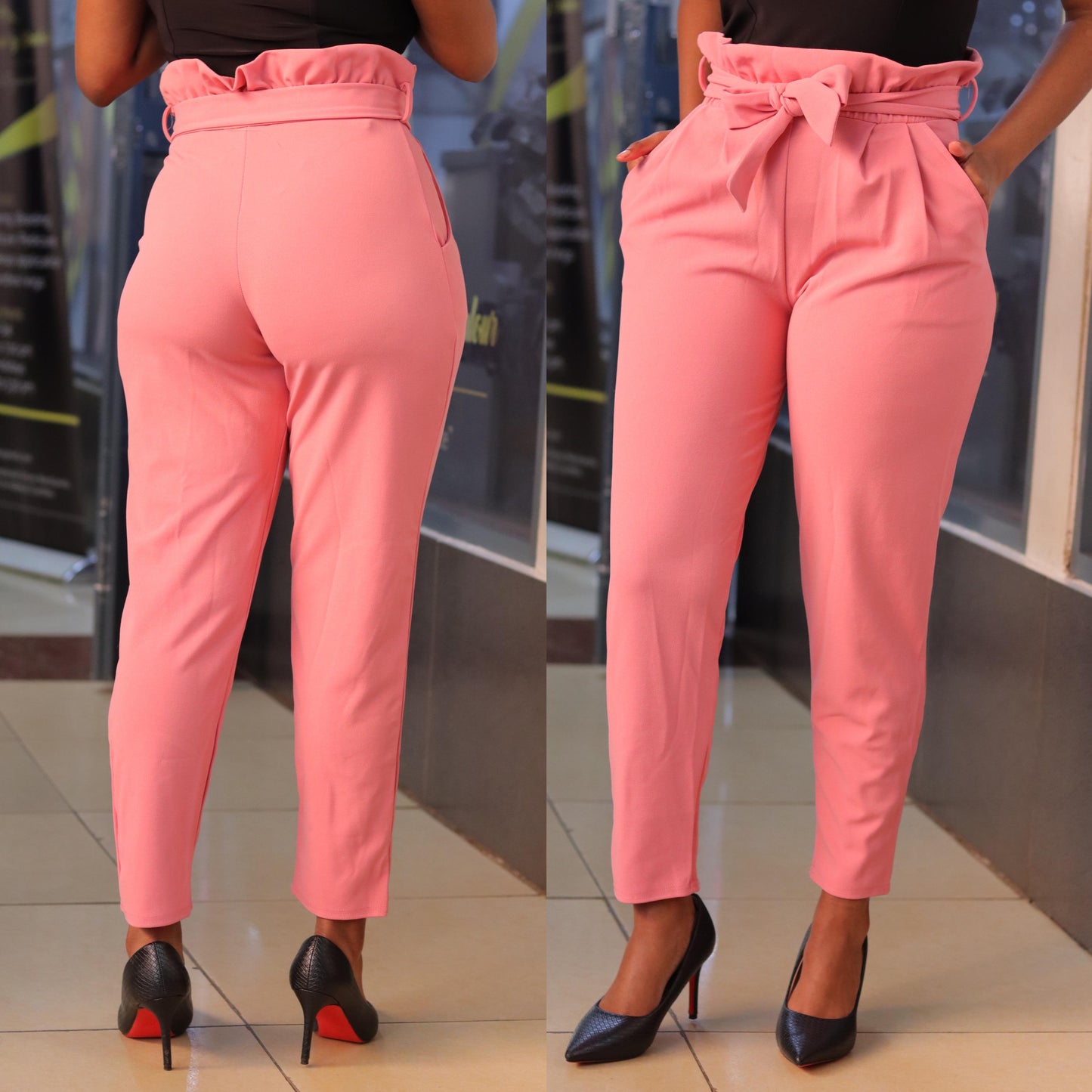 Rose Paper Bag Tie Waist Trousers