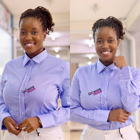 Pin Stripped Blue Collared Blouse