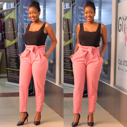 Rose Paper Bag Tie Waist Trousers