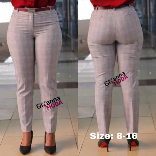 Tartan Grey/Maroon Belted Trouser