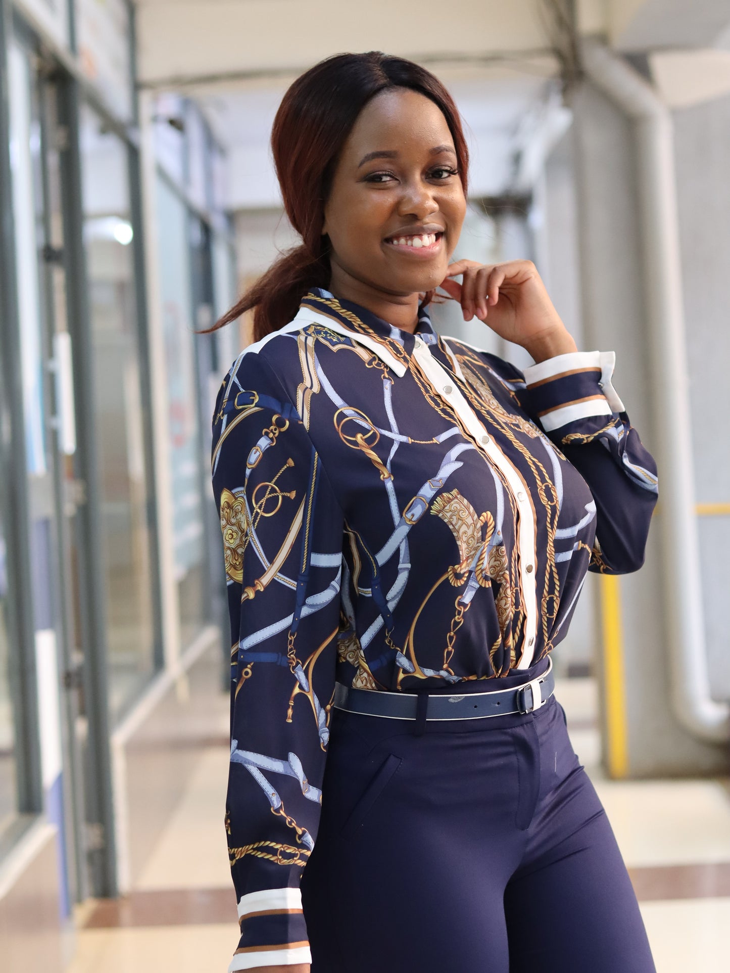 Nautical Inspired Navy Floral Blouse