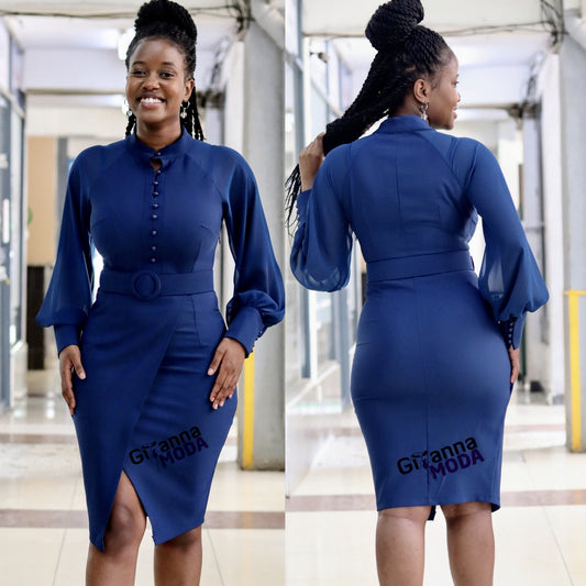 Tardis Blue Sleeved Wrap Bodycon