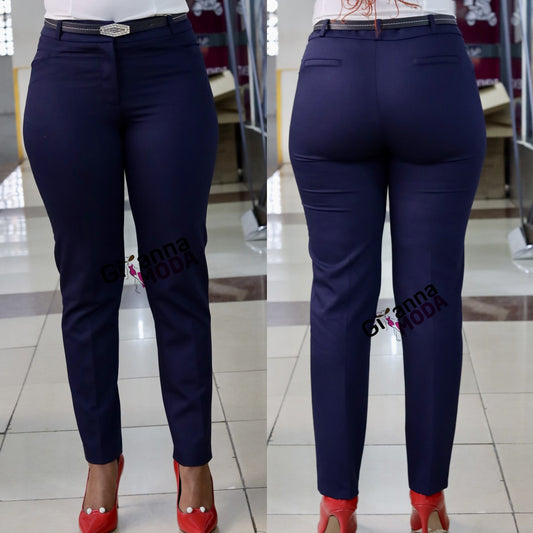 Hexa Belt Design Trouser in Navy