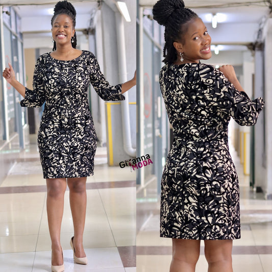 Black Floral Bodycon Dress