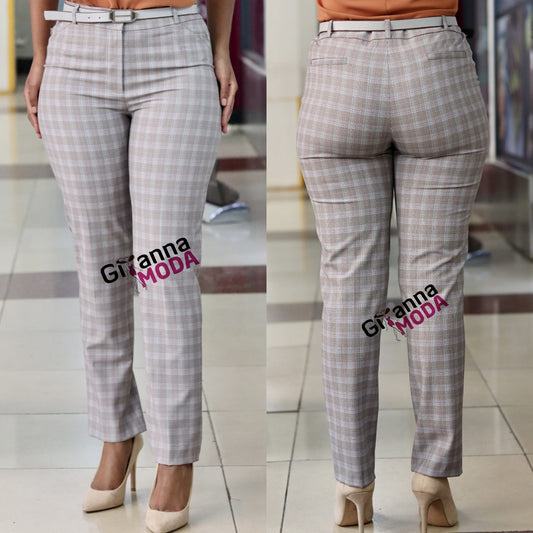 Tartan Trouser in Grey/Blue Print