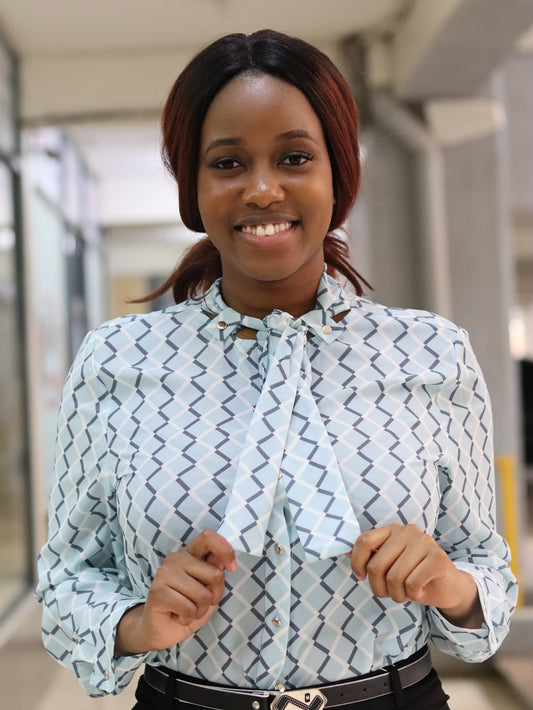 Triangle Pattern Long Sleeved Blouse