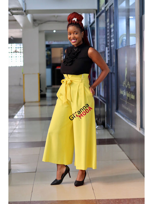 Wide Leg Trouser in Yellow