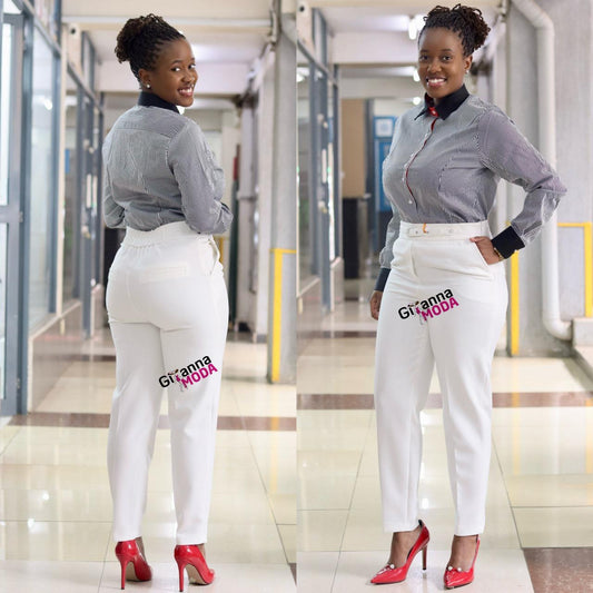 Pockets Side Zipped Trouser in White