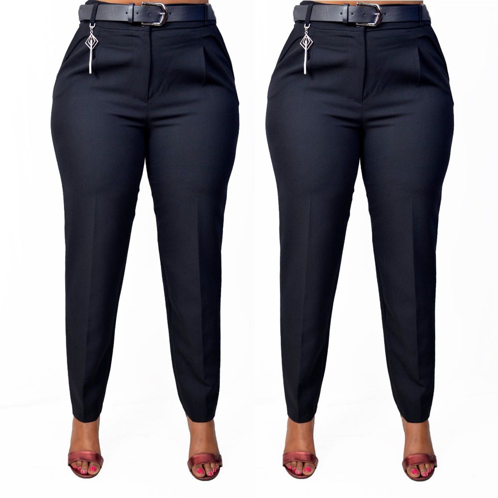 Elastic Back Band Trouser in Navy