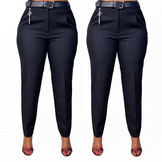 Elastic Back Band Trouser in Navy