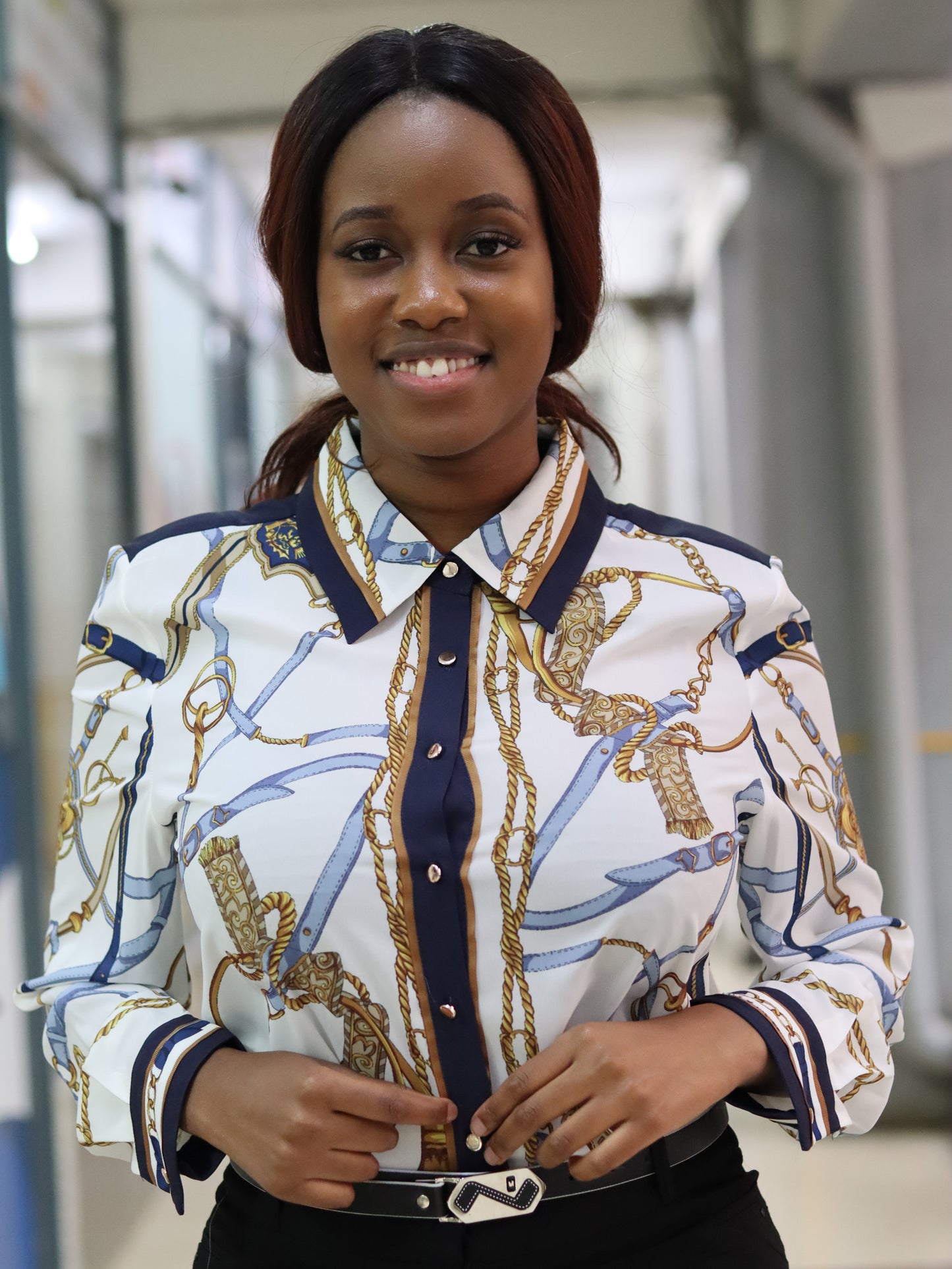 Nautical Inspired White Floral Blouse