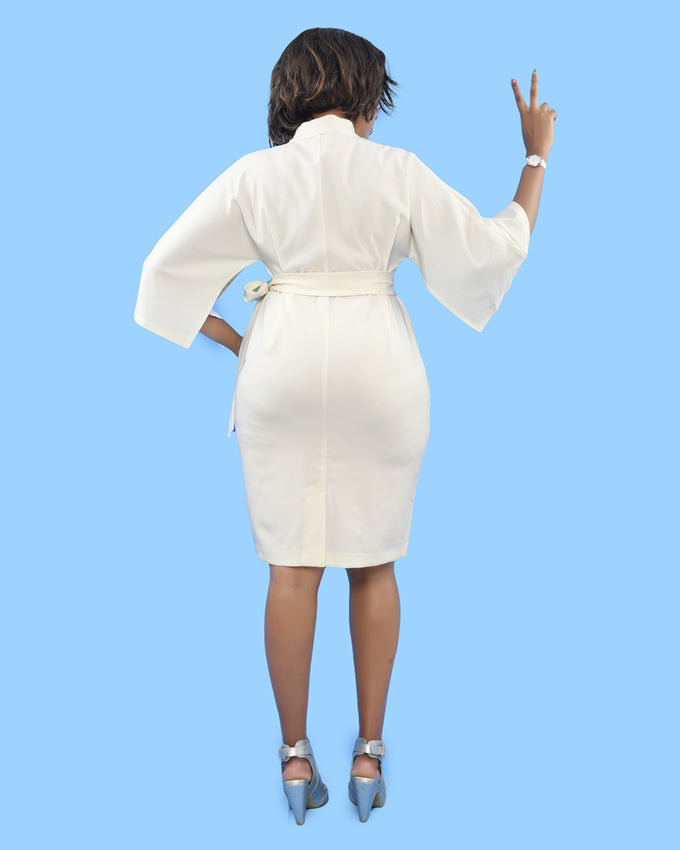 White Split Sleeved Bodycon