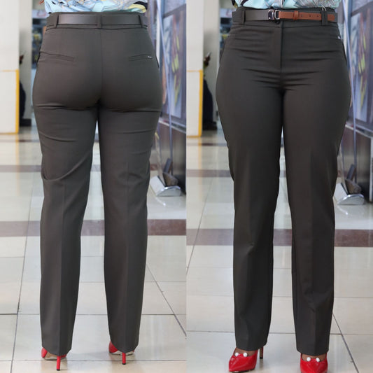 Brown Patch Belt Trouser in Green