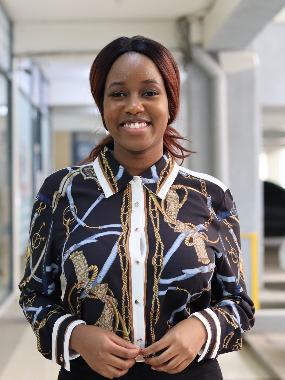 Nautical Inspired Black Floral Blouse