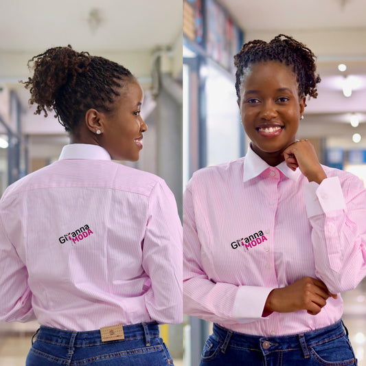 Pin Stripped Pink Long Sleeved Blouse