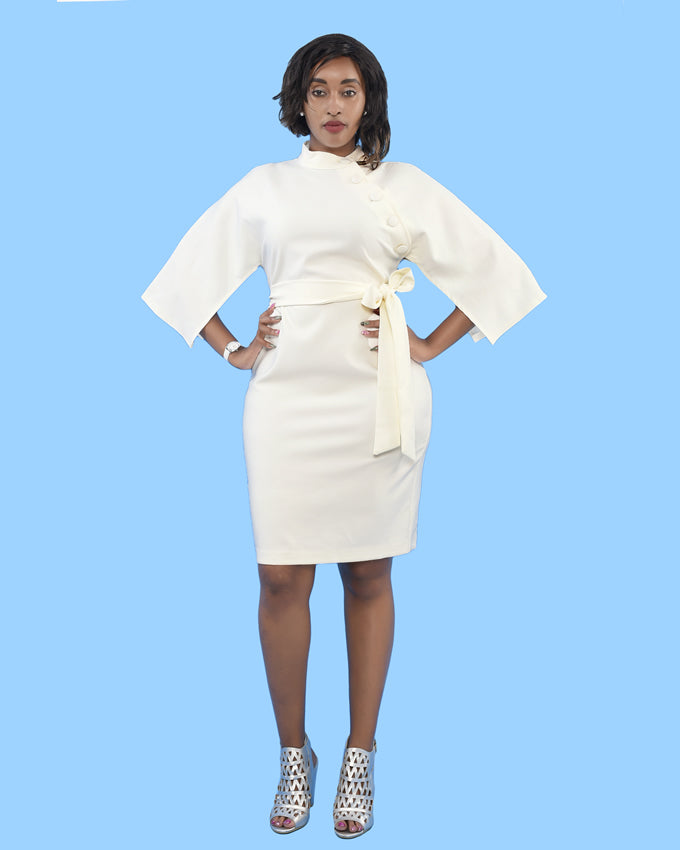 White Split Sleeved Bodycon