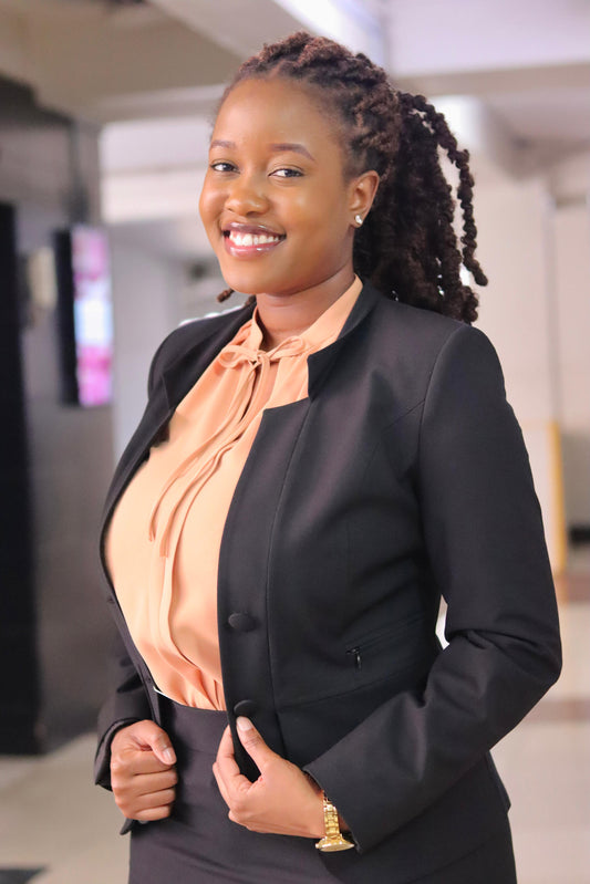 Double Button Black Skirt Suit