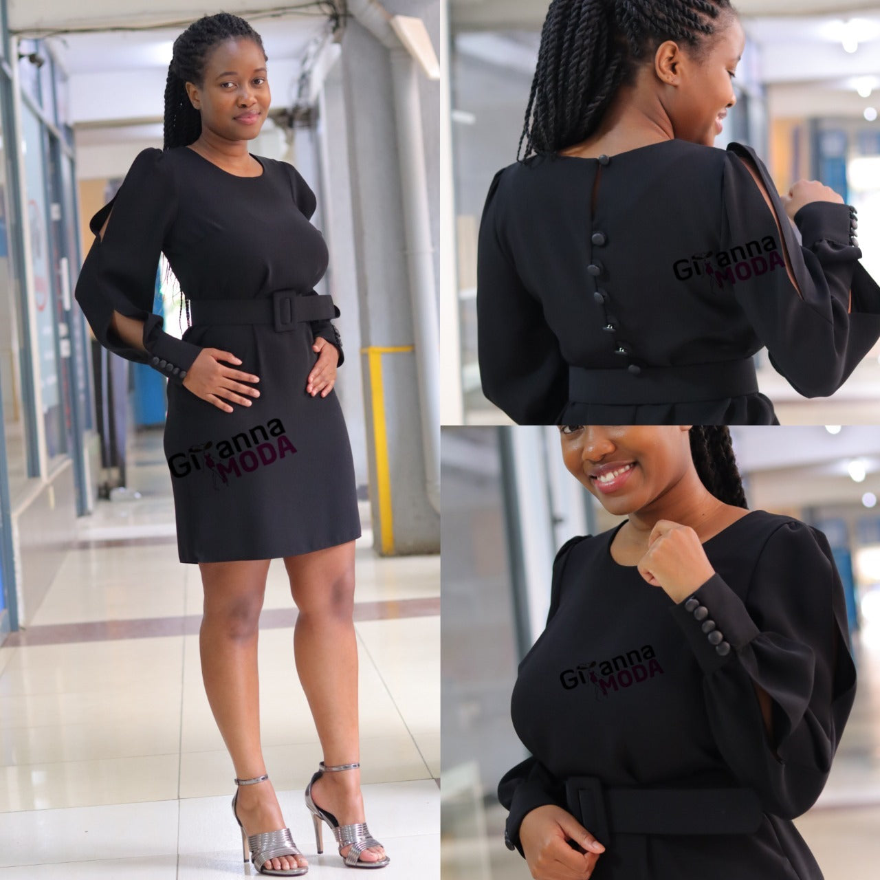 Black Split Sleeve Shift Dress