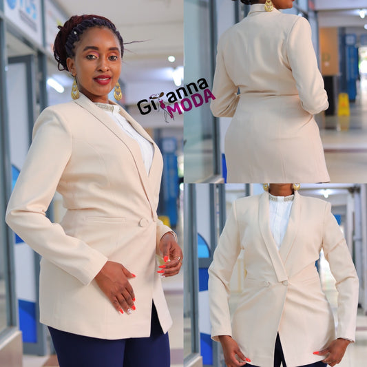 Double Button Closure Blazer in Beige