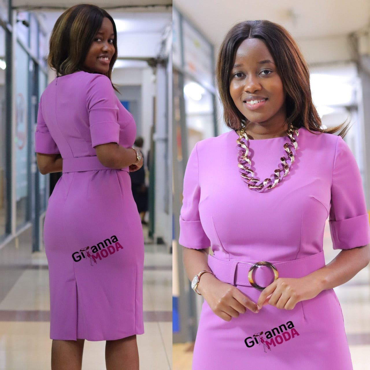 Rose Pink Belted Bodycon