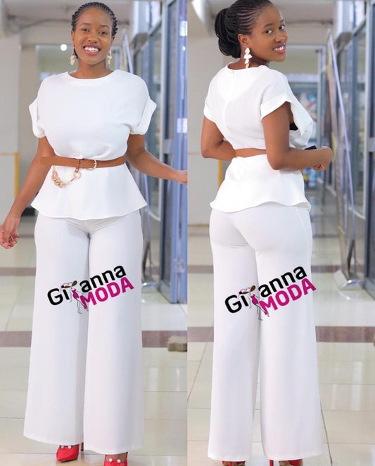 White Belted 2 Piece Set
